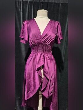Purple V-Neck Smocked Waist Dress (Box C)